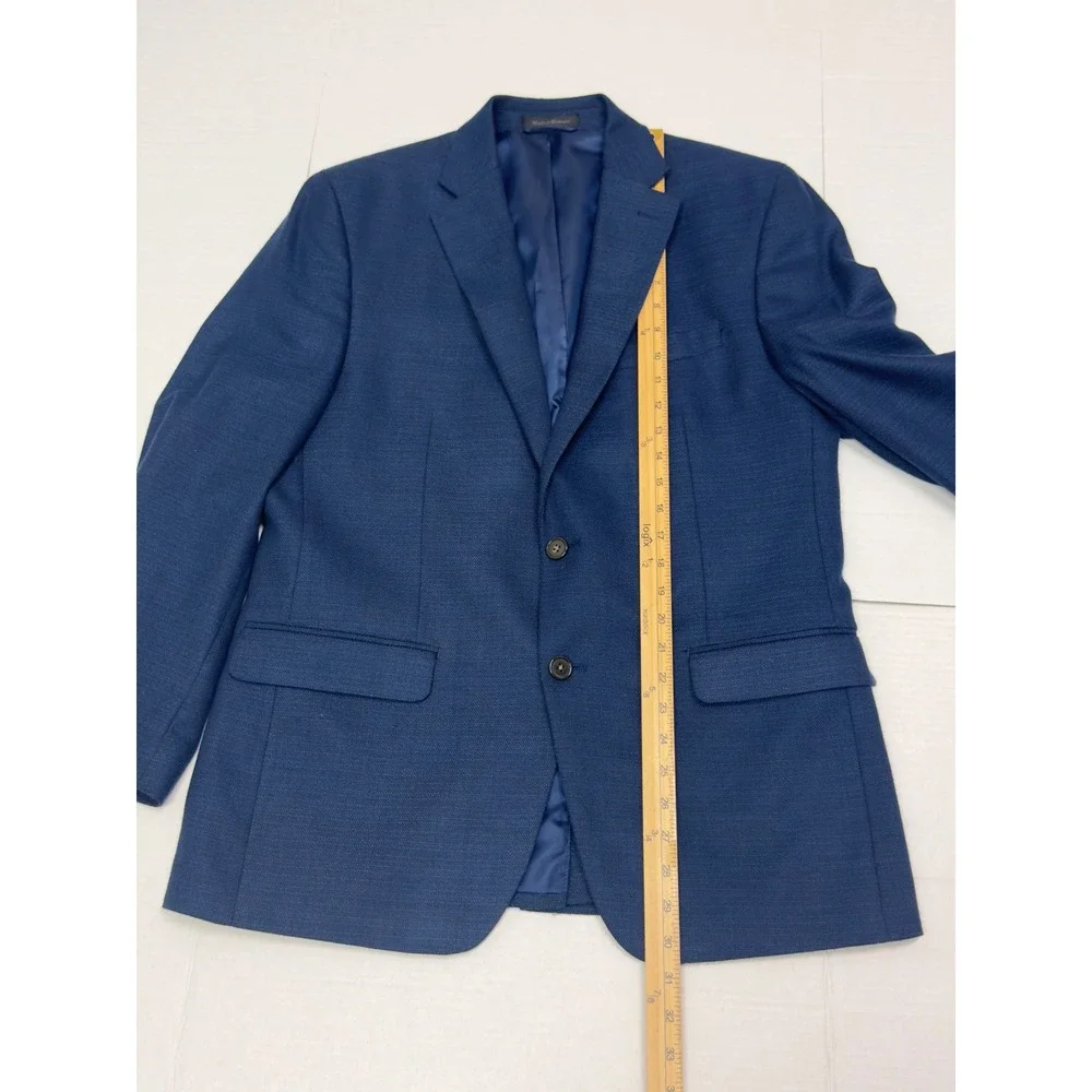 Chaps Blazer Mens 40R Blue Textured Two Button Single Vent Jacket Academia Prep